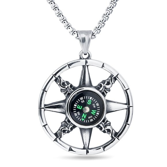 Other - ❤️Rotatable compass hip-hop pendant Necklace, N90201P154